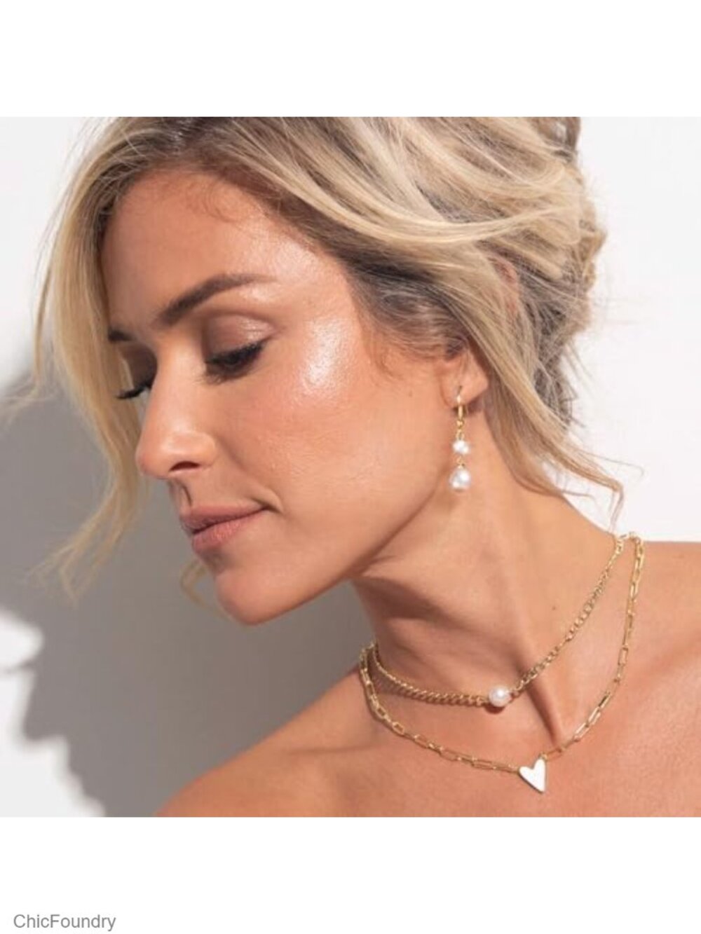 Gold Plated Freshwater Pearl Dangle Drop Earrings with Bow Design - Picture 4 of 6